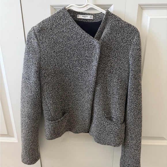 MNG Suit Women's Black and White Tweed Blazer - Picture 2 of 7